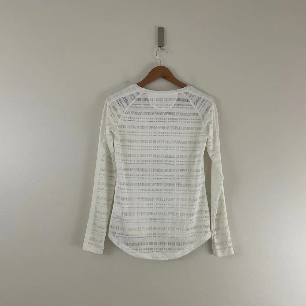 Tory Burch Sport Mesh Block Striped Top in Snow White Size XS
